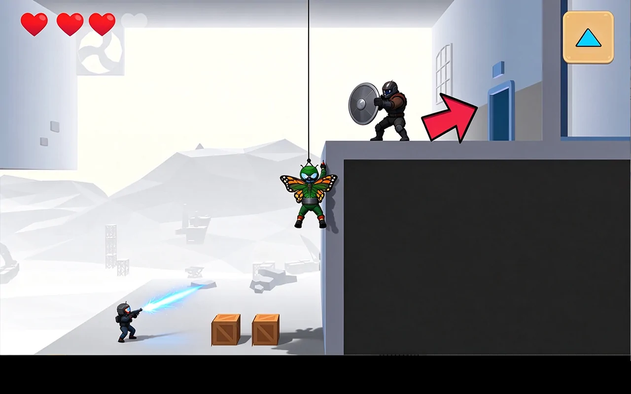 Agent using a rope beside a shielded patrol